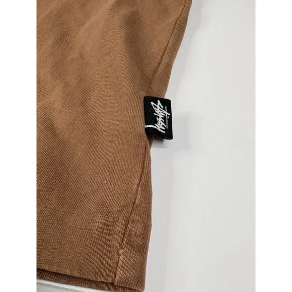 Stussy Pigment Dyed Long Sleeve Tee Men’s Medium Cotton Brown Crewneck 1140319 - Picture 10 of 15
